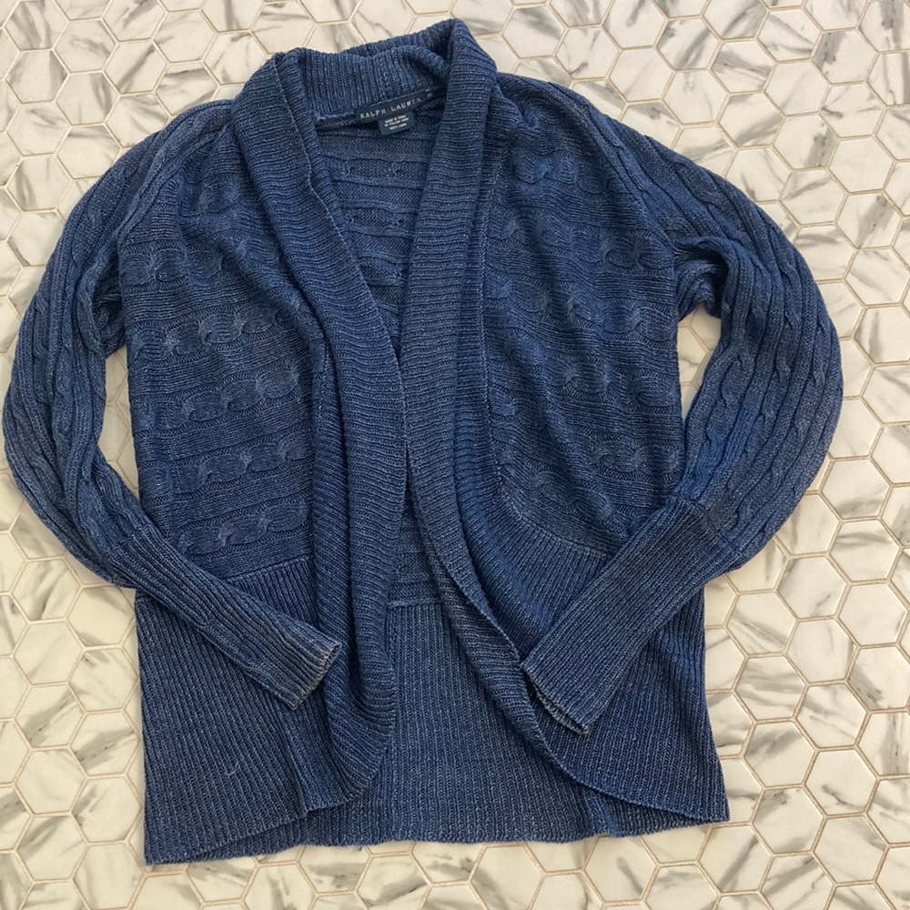 Ralph Lauren navy blue open shawl collar cardigan XS